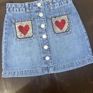 GAP Blue Denim Mini Skirt with Red Heart Pockets